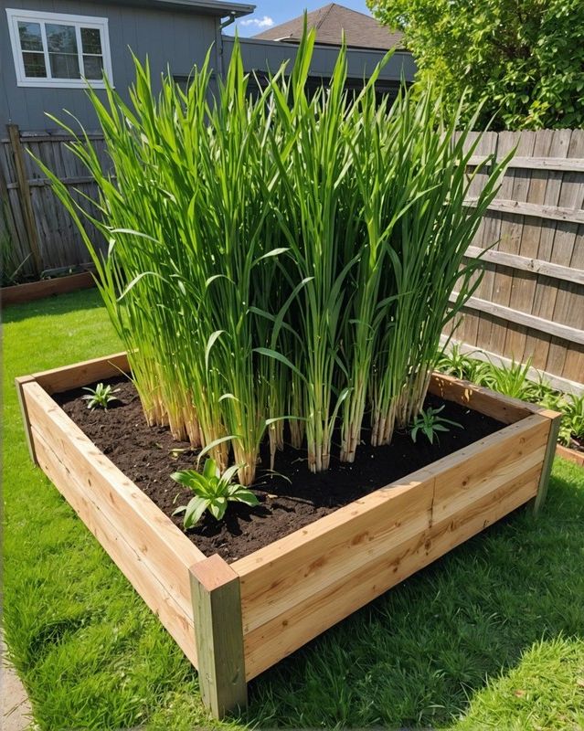 Lemongrass in a raised bed or container