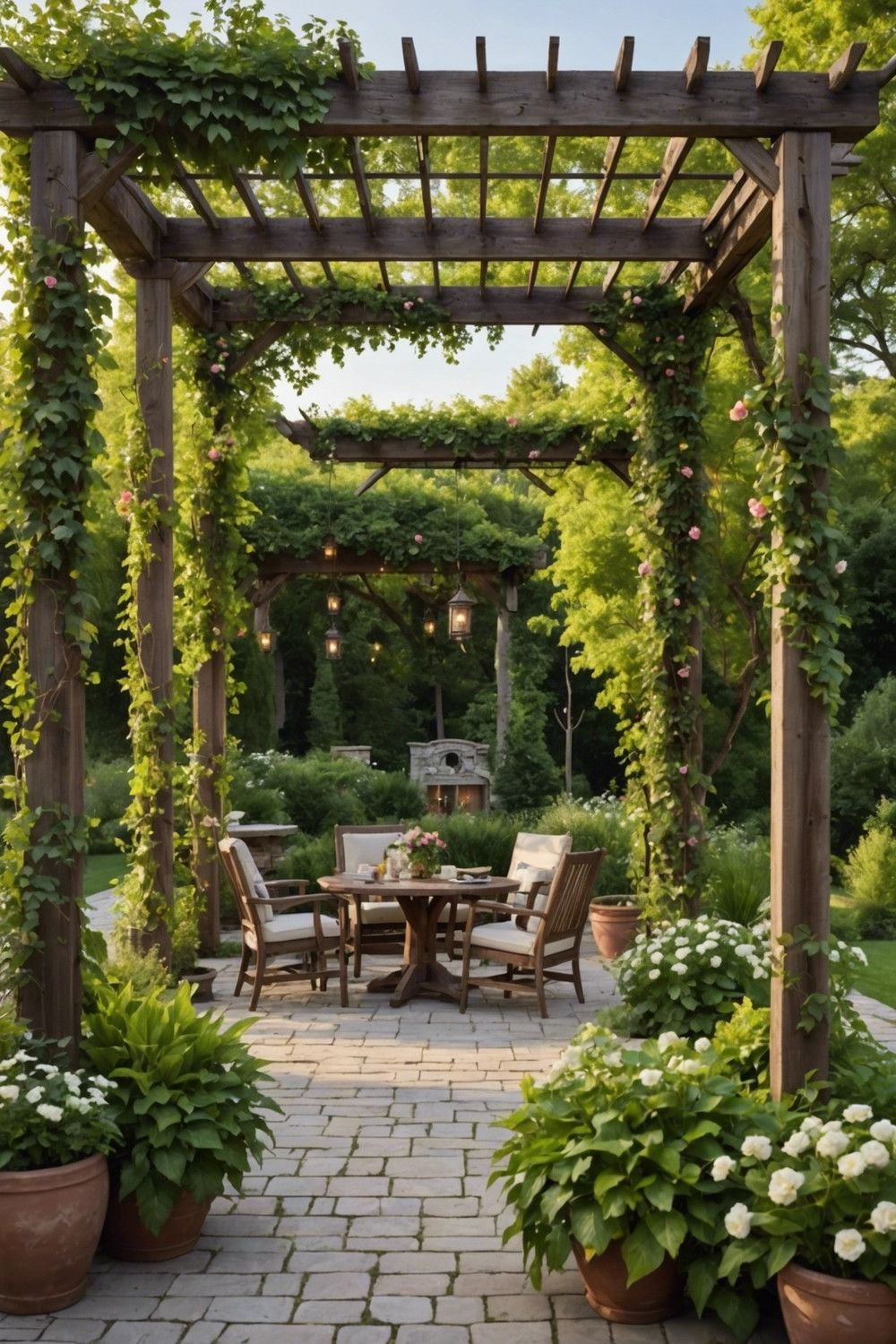 Nature-Inspired Pergola with Vines