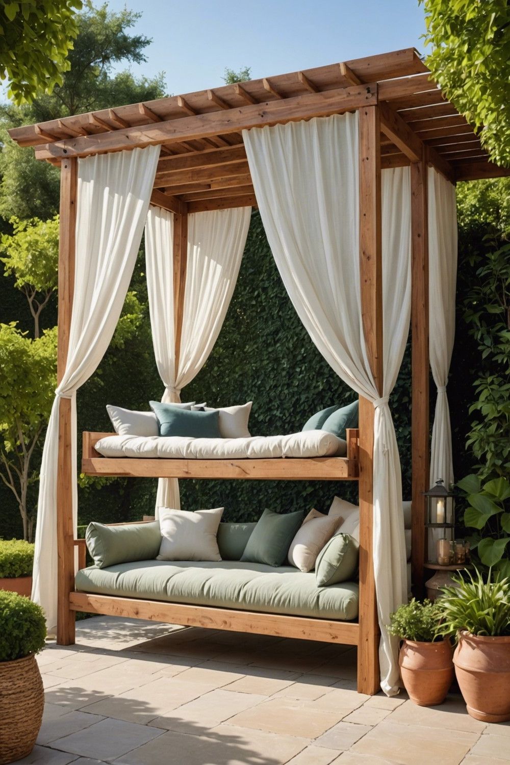 Patio Daybed with Canopy and Drapes