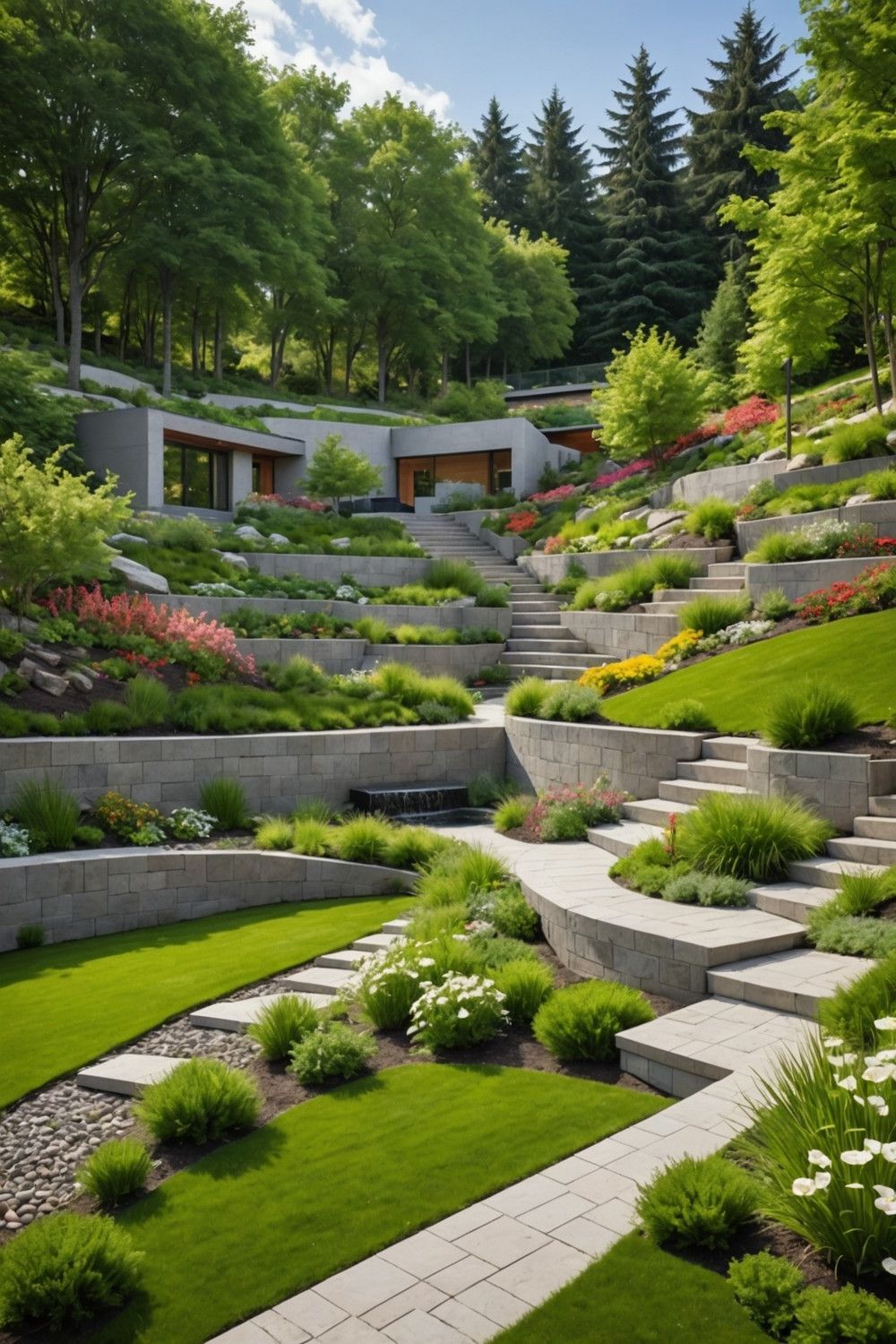 Reinforced Soil Retaining Wall with Green Roof