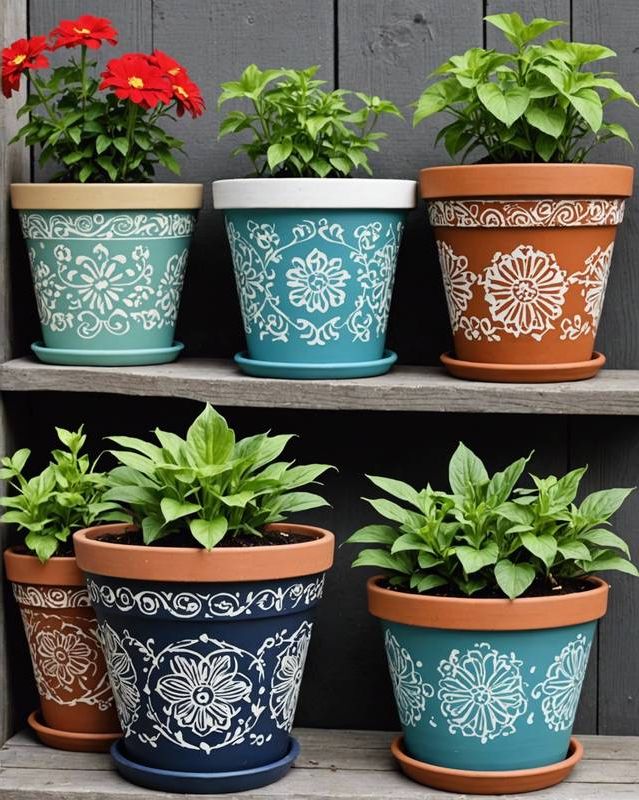 Stenciled Pots