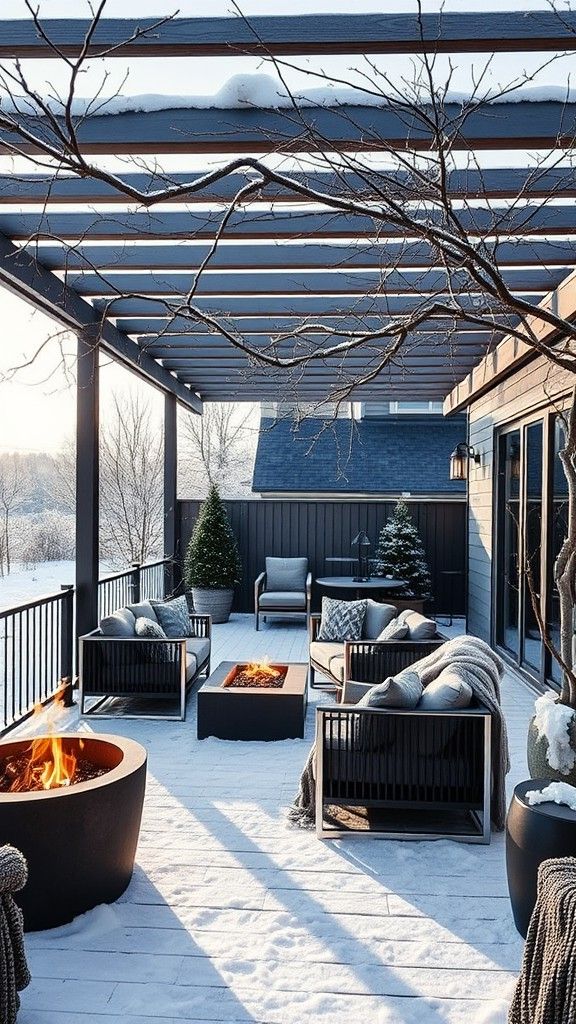 Clean Line Pergola with Climbing Plants