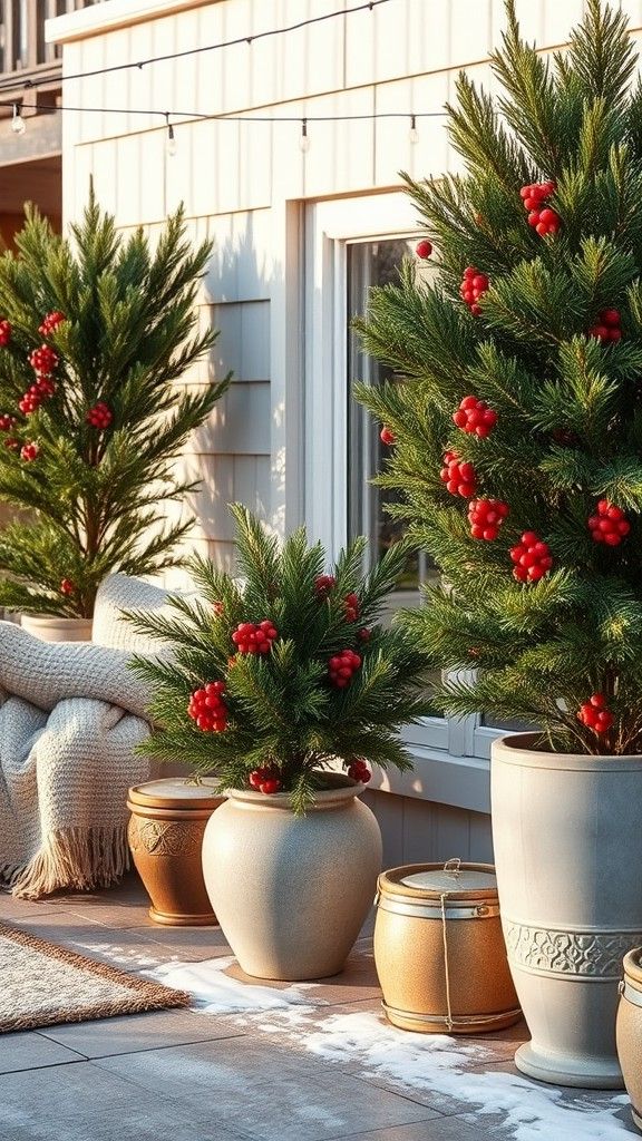 Winter Planters with Greenery