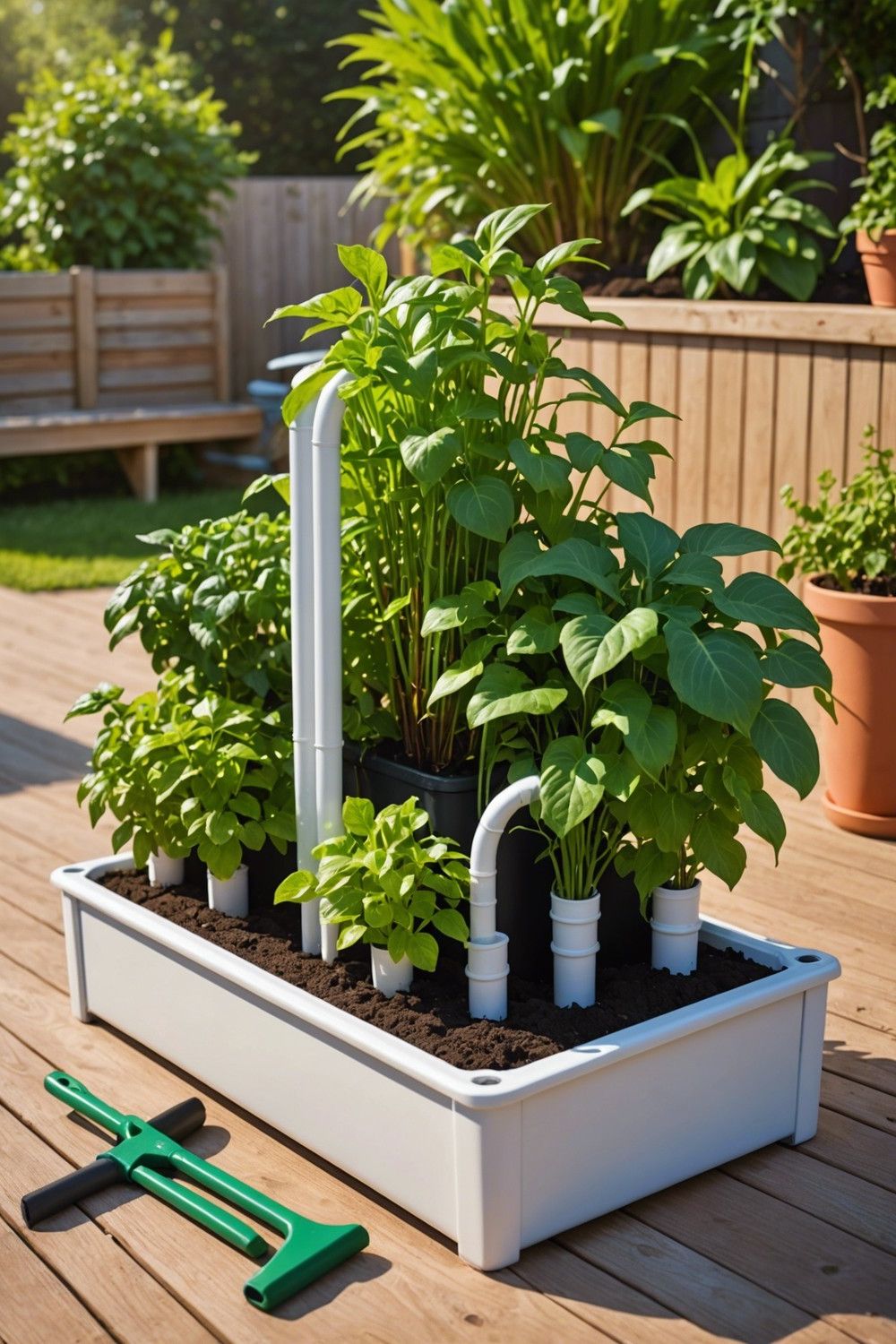 Self-Watering Planter Box with PVC Pipes