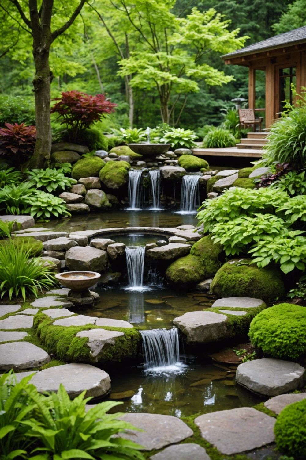 Zen-Inspired Patio with Water Features