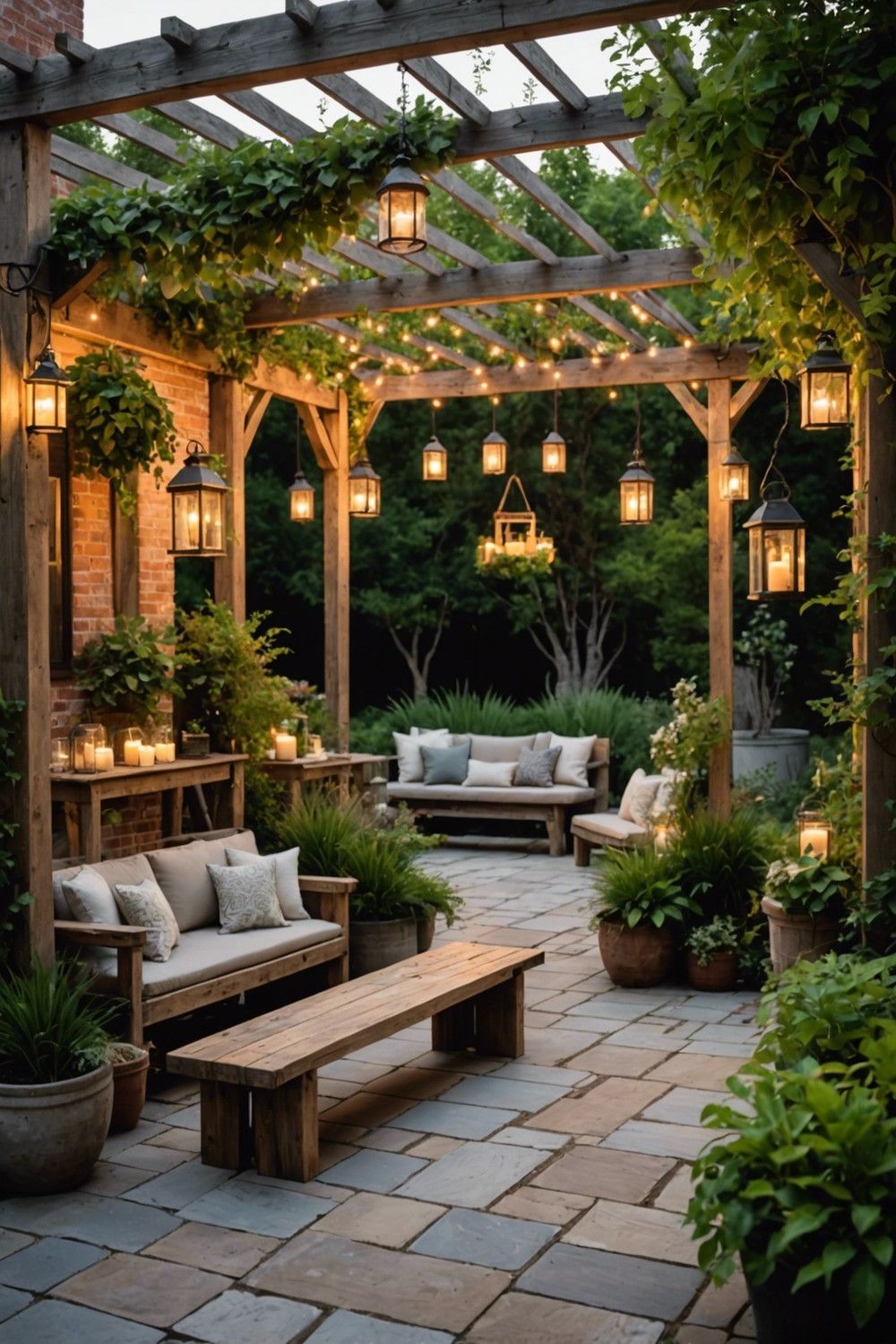 Rustic Patio with Wooden Accents