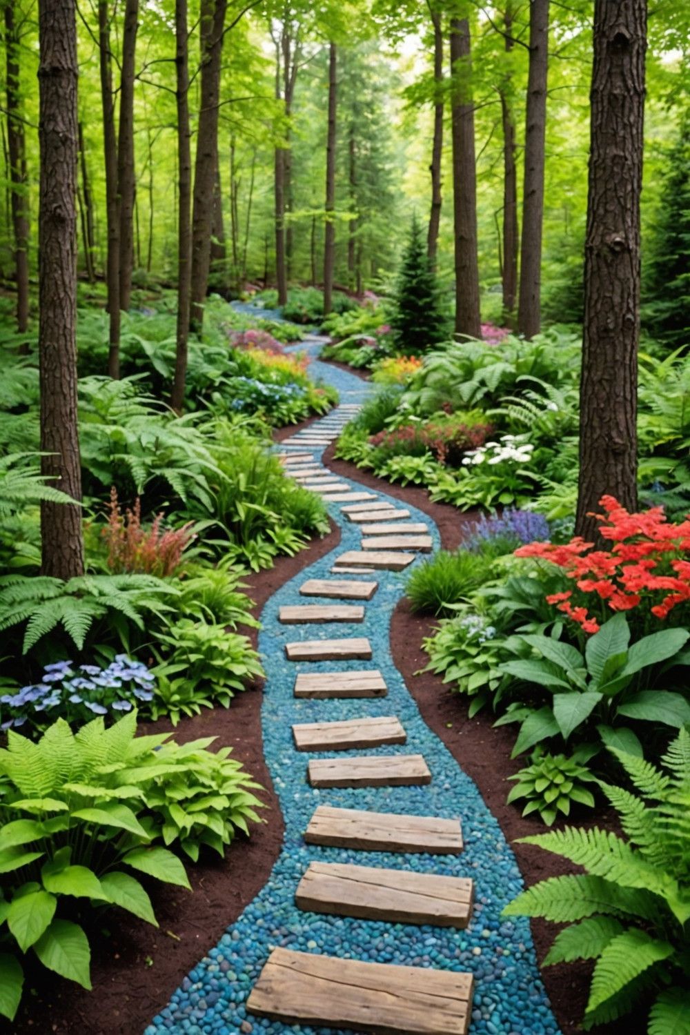 Use Pebbles in a Woodland Garden