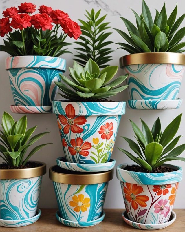 Marbled Flower Pot