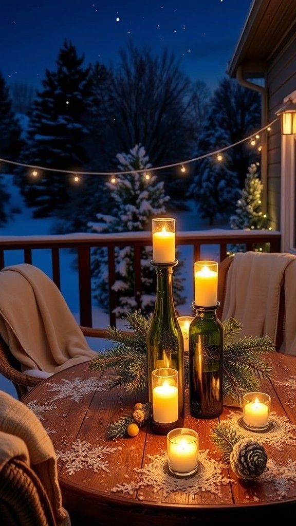 Repurposed Wine Bottles as Candle Holders