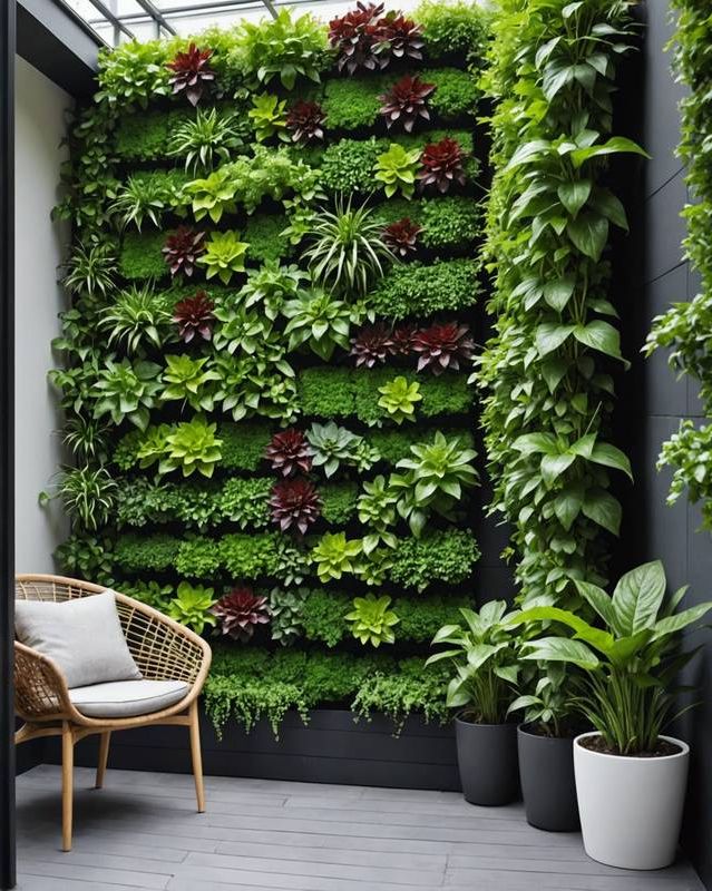 Vertical Garden with Living Plants