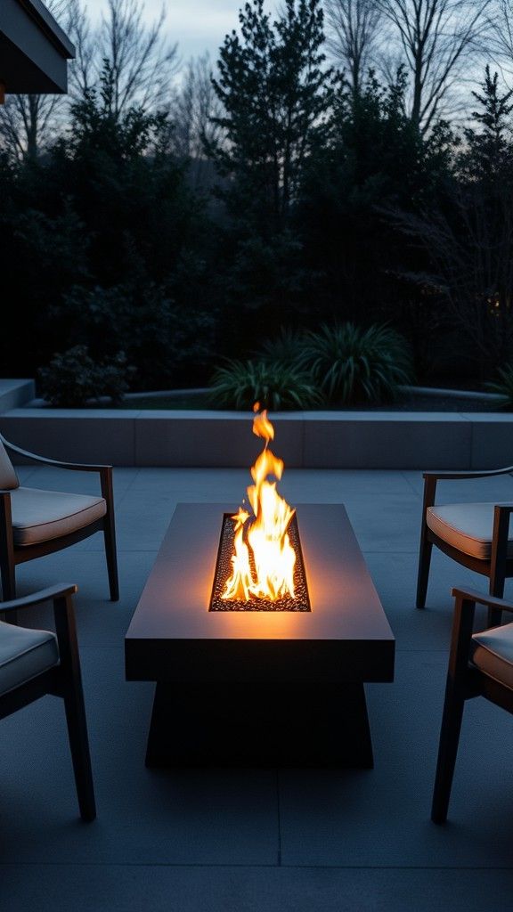 Modern Fire Table with Lounge Chairs