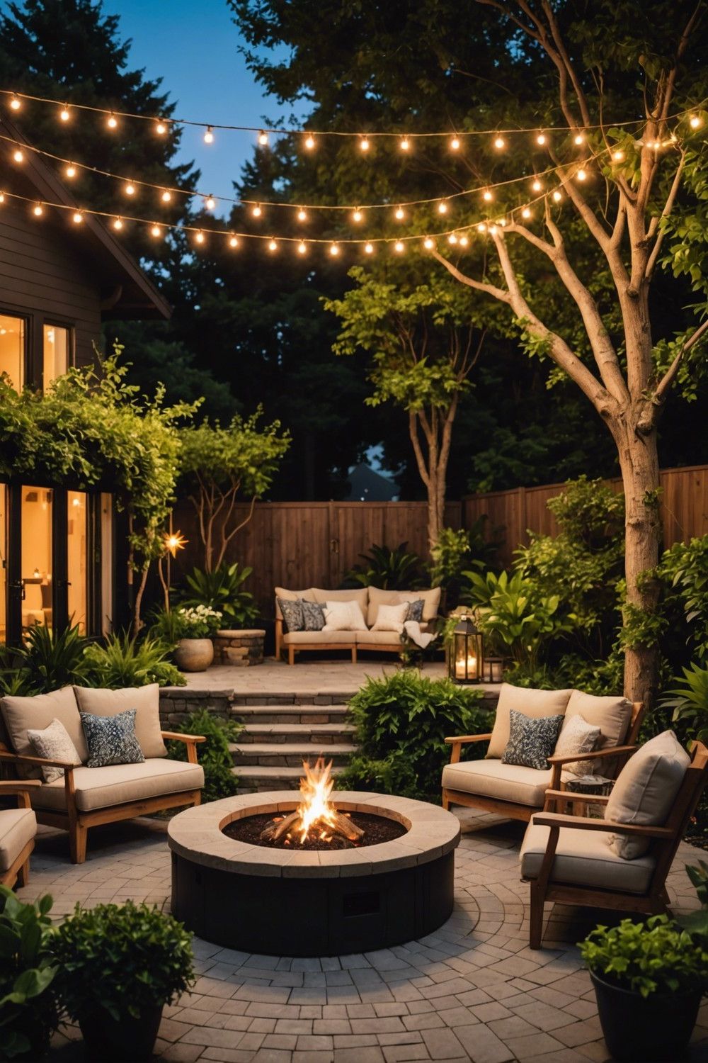 Circular Fire Pit with Built-In Seating