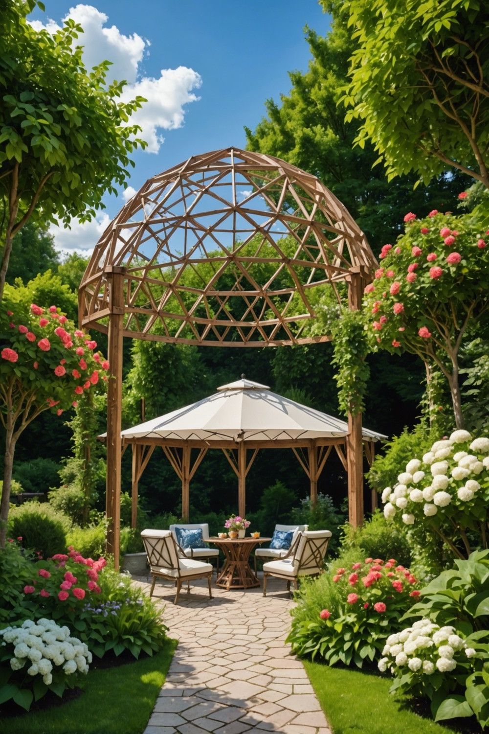 Geodesic Dome Pergola for Unique Shade