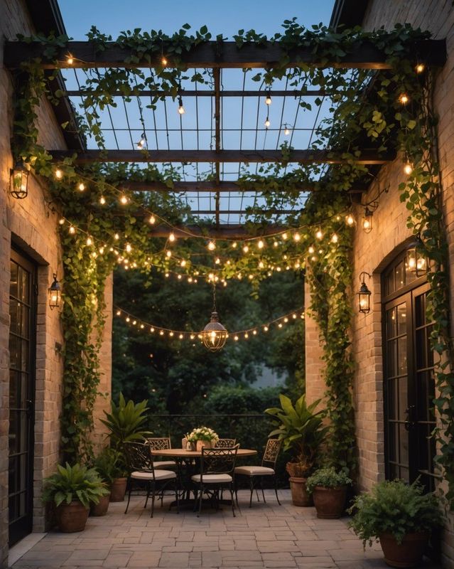 Trellised Canopy with Edison Lights