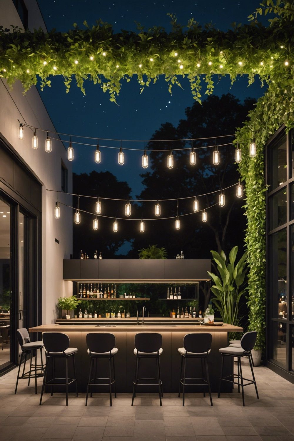 Hanging Glass Pendant Lights in a Linear Pattern