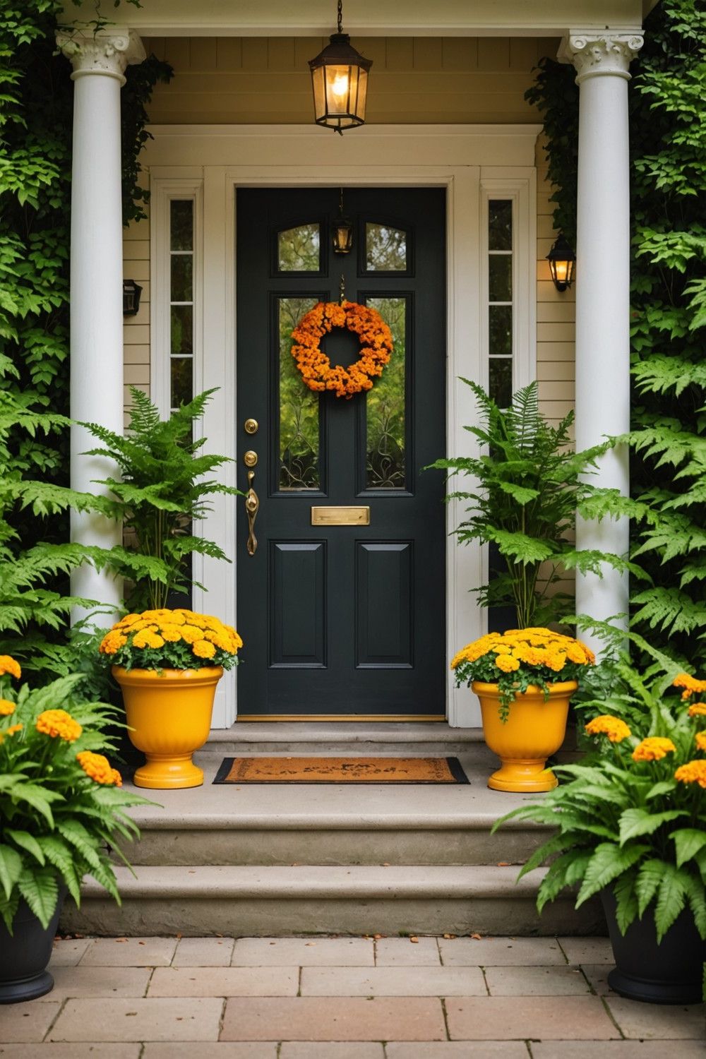Vibrant Yellow and Orange Marigold Planters