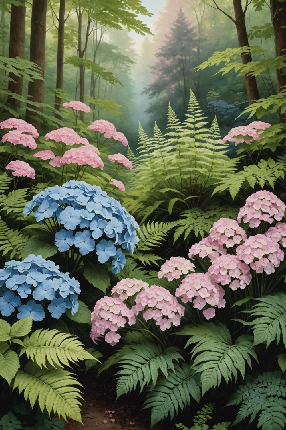 Hydrangea and Fern Understory