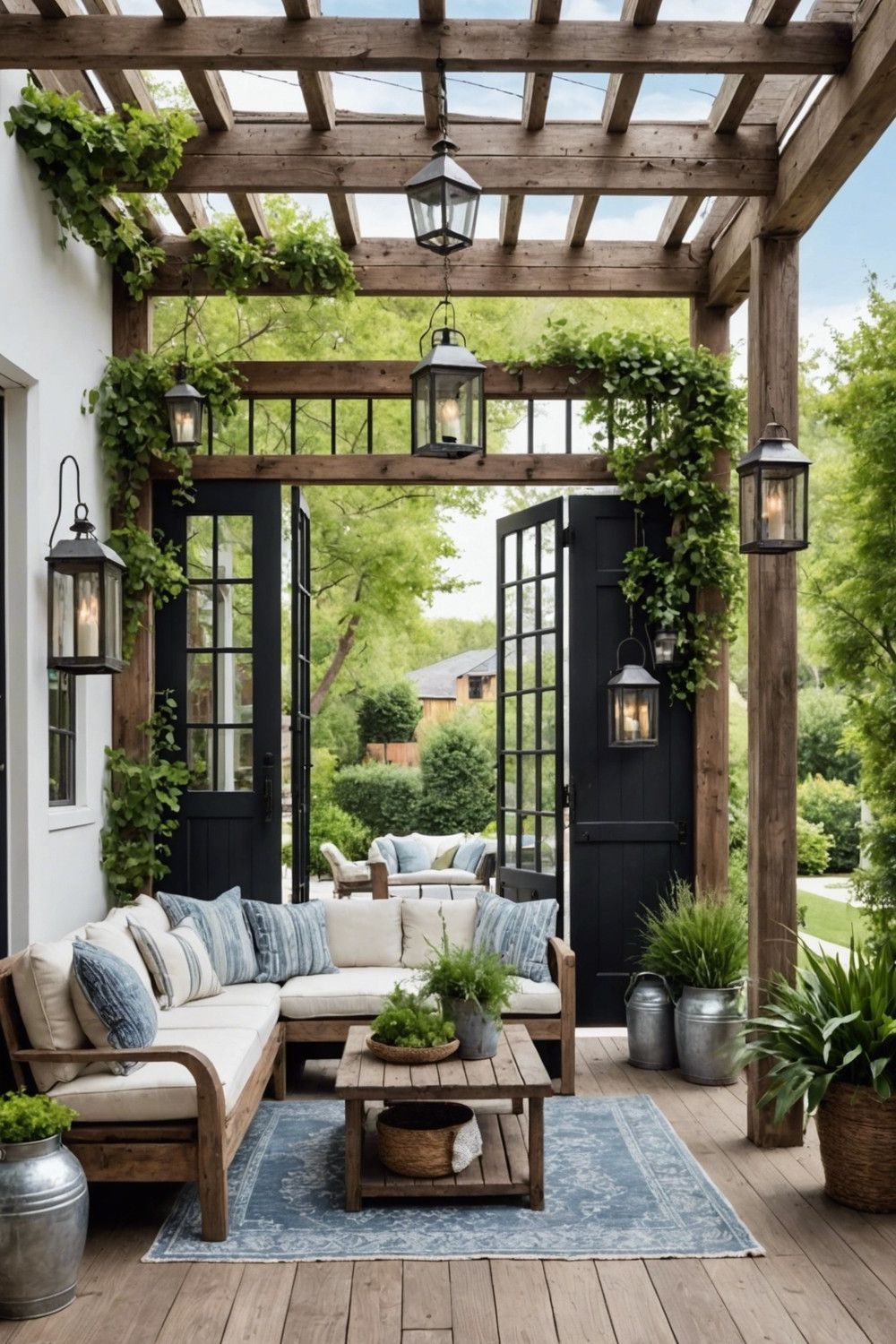 Modern Farmhouse Patio with Vintage Decor