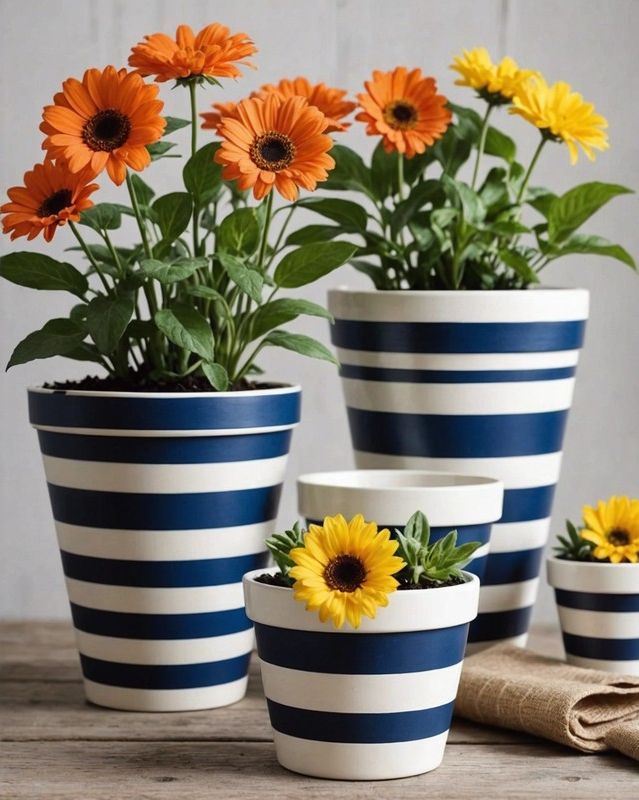 Striped Flower Pot