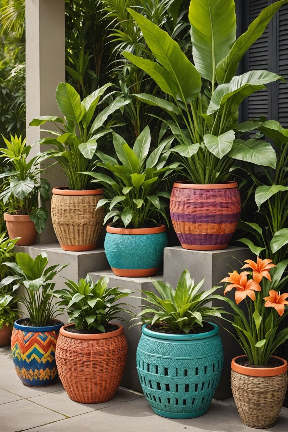 Use Tropical-Inspired Planters and Containers