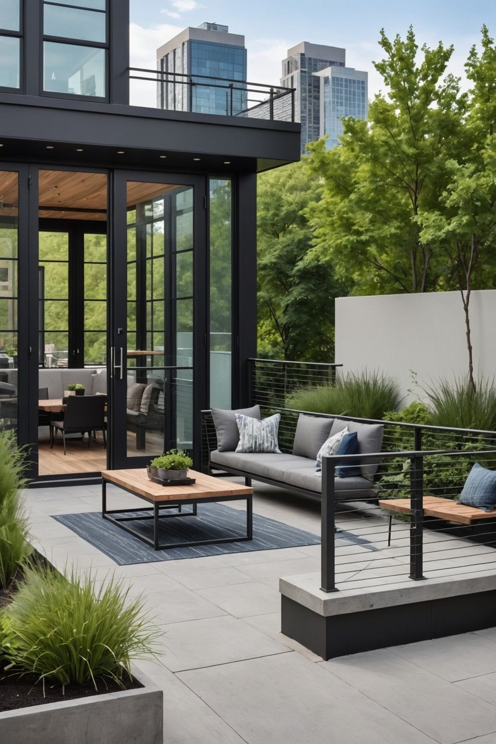 Urban Oasis with Steel Cable Railing