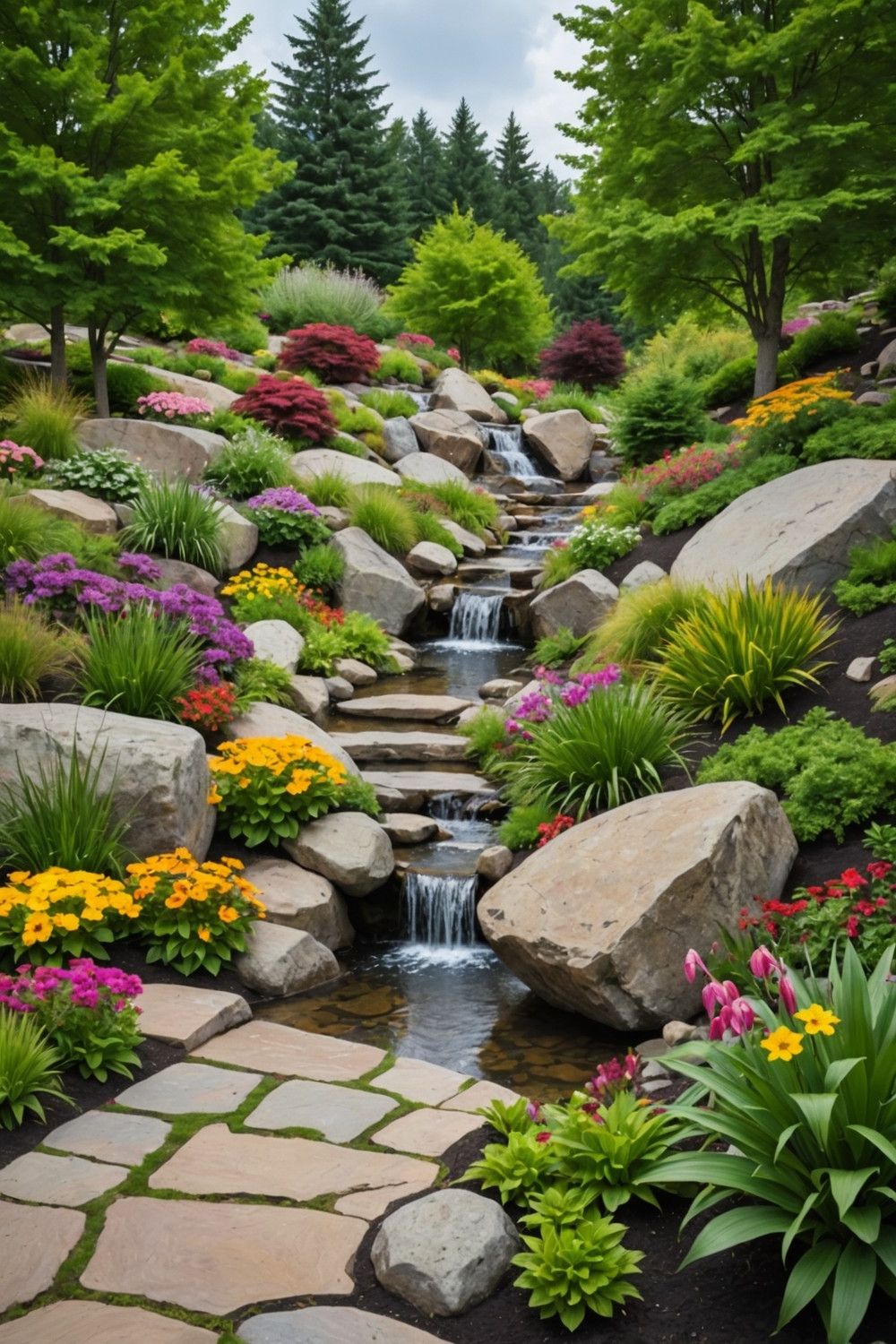 Hillside Landscaping with Focal Points and Accents