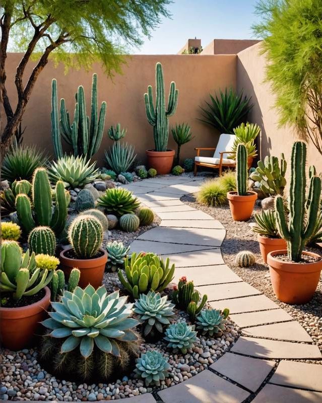 Desert Oasis with Cacti and Succulents