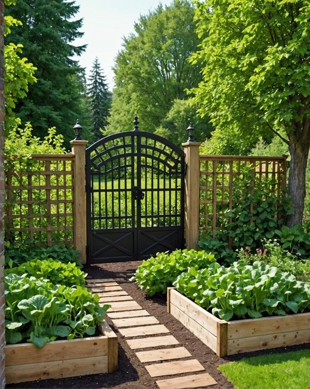Raised Bed Vegetable Garden with Trellis and Arched Gate