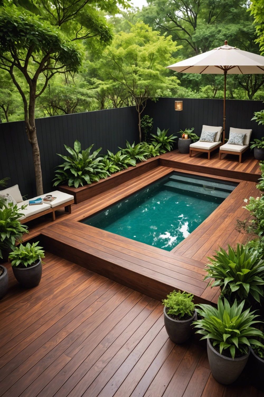 Simple Wooden Decks with Built-In Benches