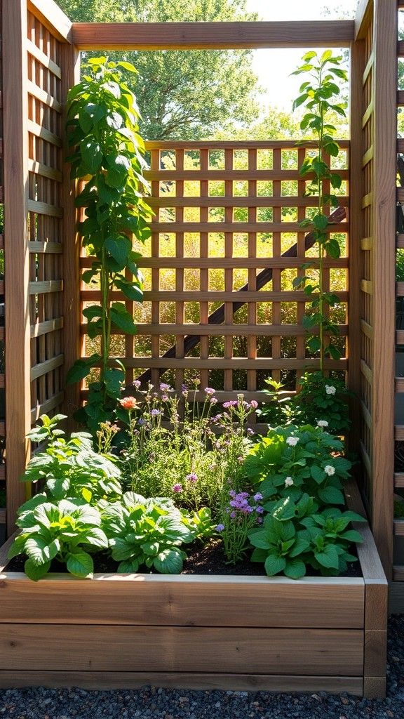 Raised Garden Beds with Lattice Screens