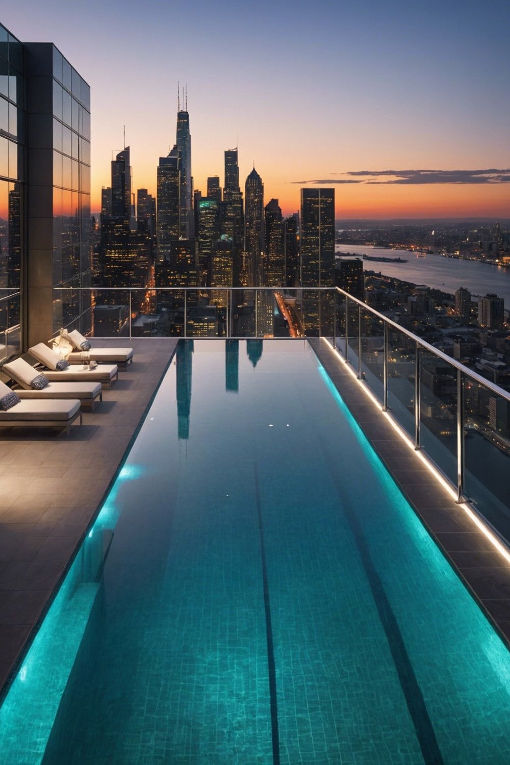 Elevated Lap Pool with City Views