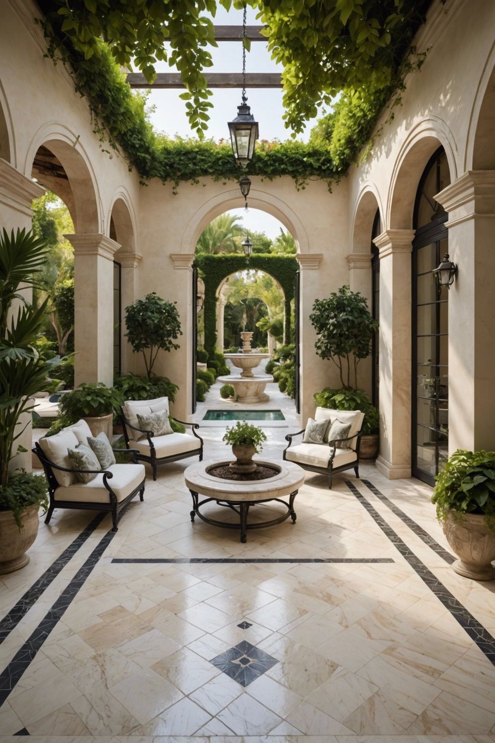 Elegant Patio with Marble Flooring