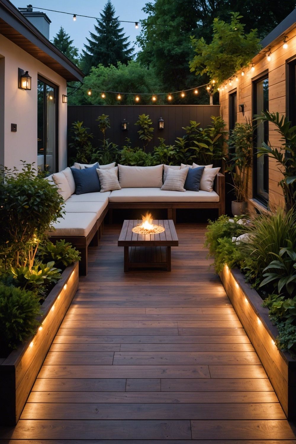 Wooden Decking with Built-in Lighting