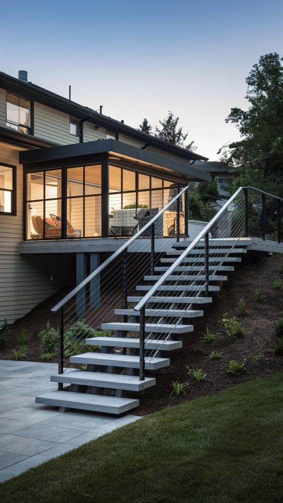 Gradual Steps with Cable Railing System