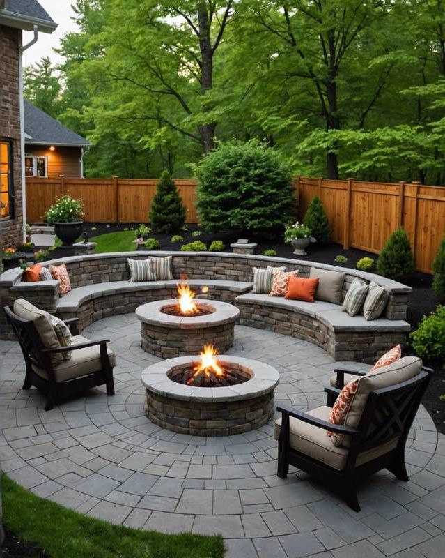 Conversation Patio with Fire Pit and Benches