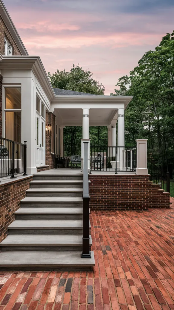 Brick Patio with Concrete Steps