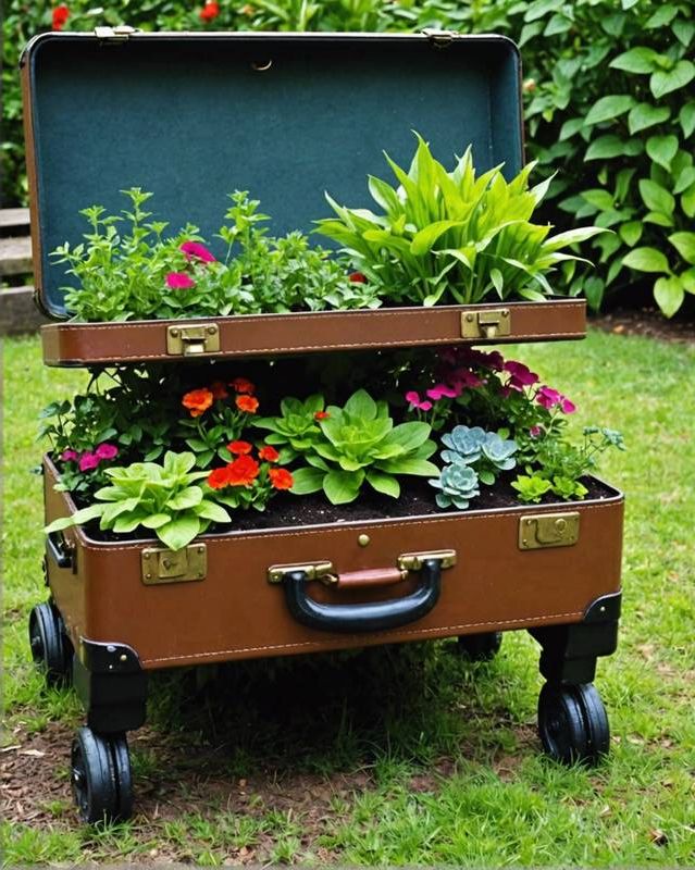 Repurposed Suitcase Planter