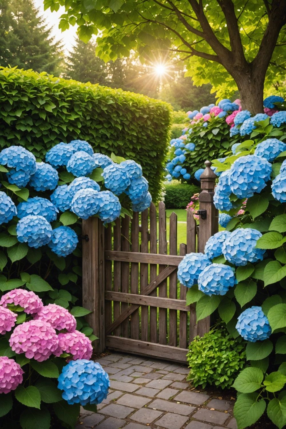 Hydrangea Hedge with a Gate