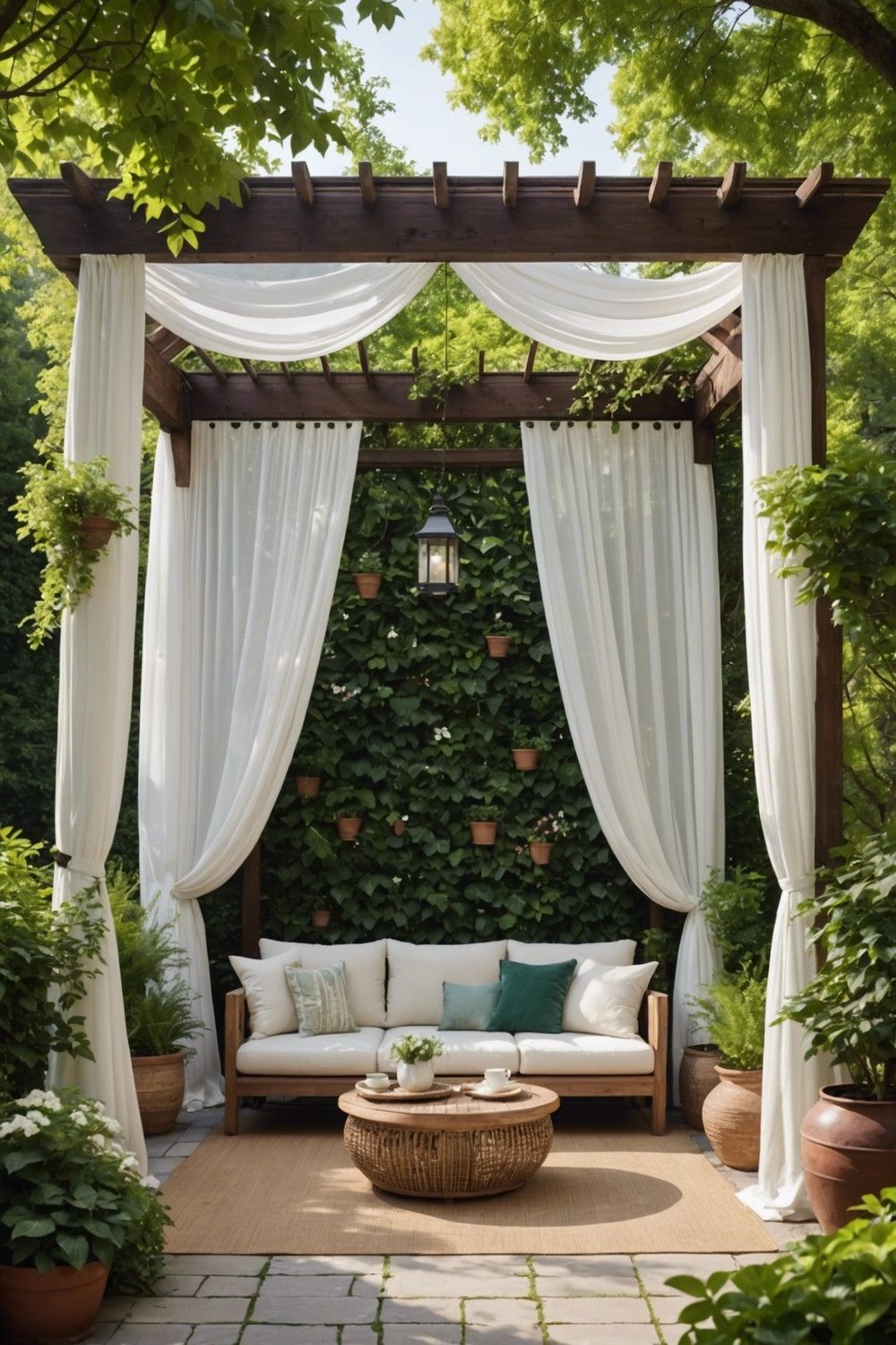 Open-Air Pergola with Curtains