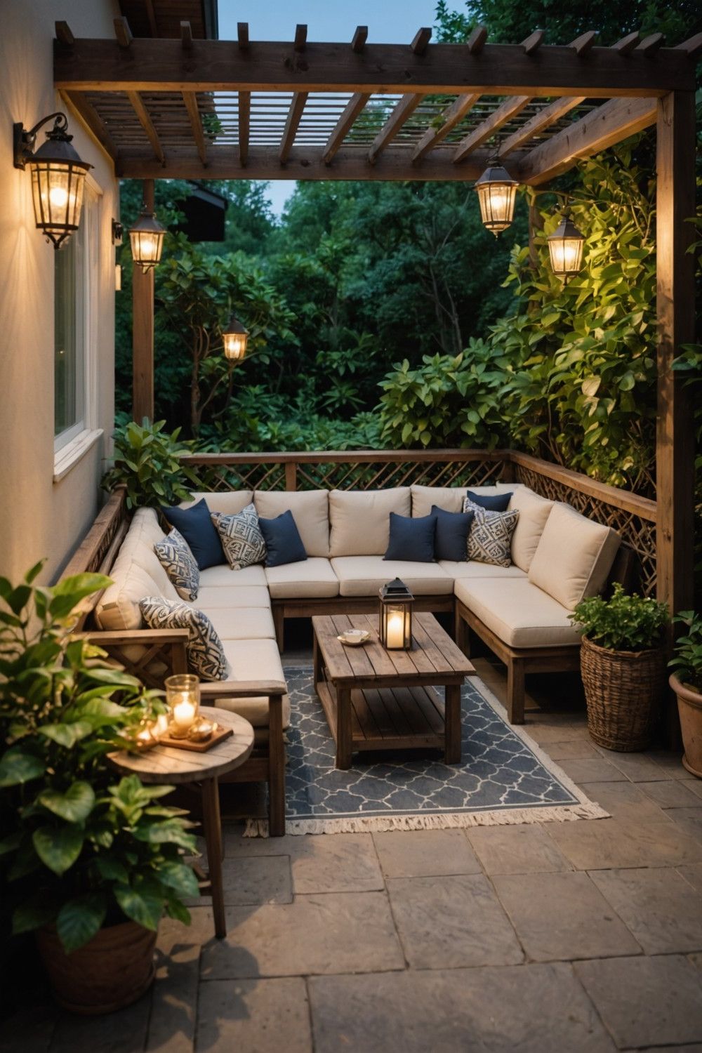 Cozy Corner with Wooden Railing and Lattice