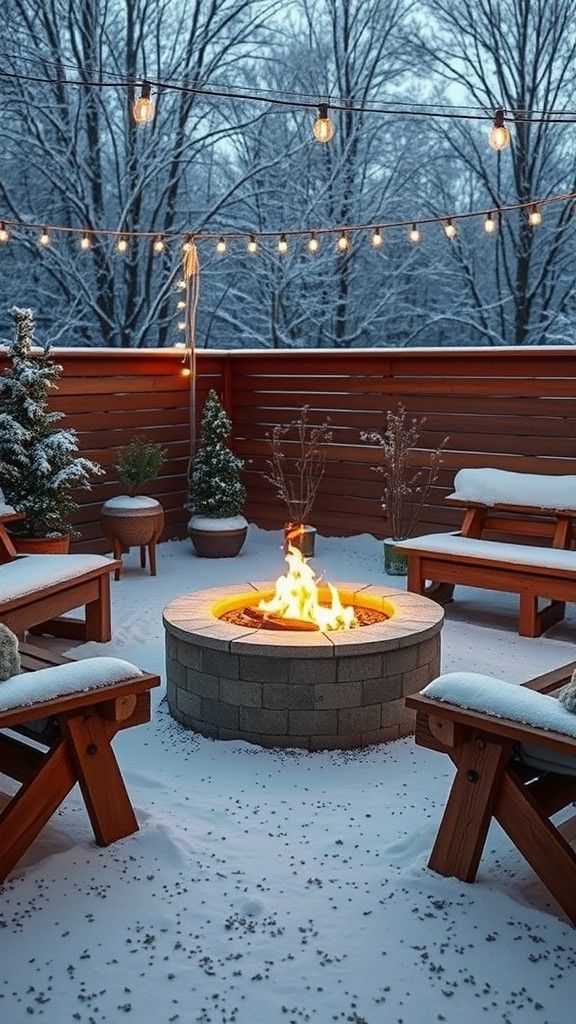 Built-In Fire Pit with Surrounding Benches