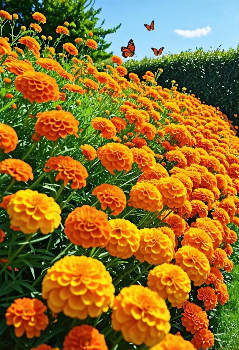 Marigold Hedge for Privacy Screening