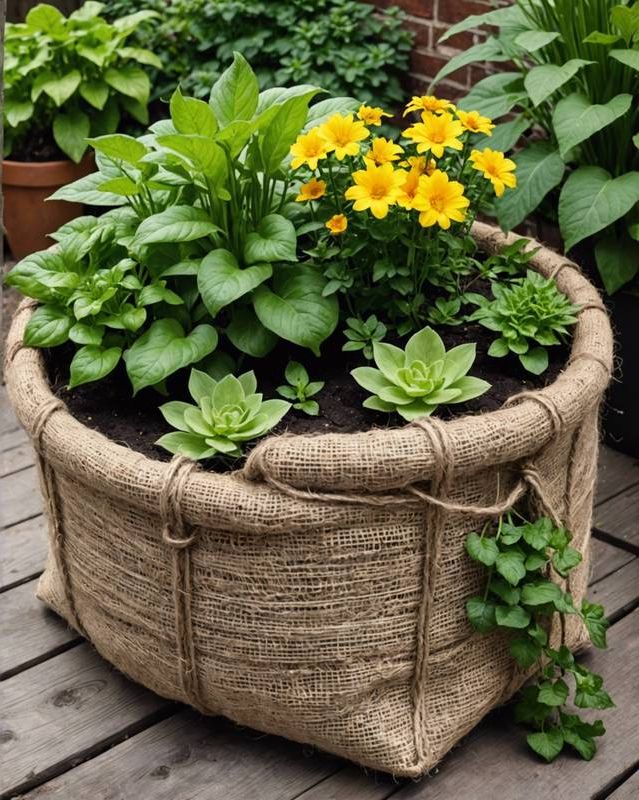 Burlap and Twine Planter