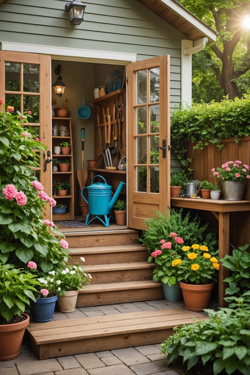 Backdoor Steps with Hidden Drawer