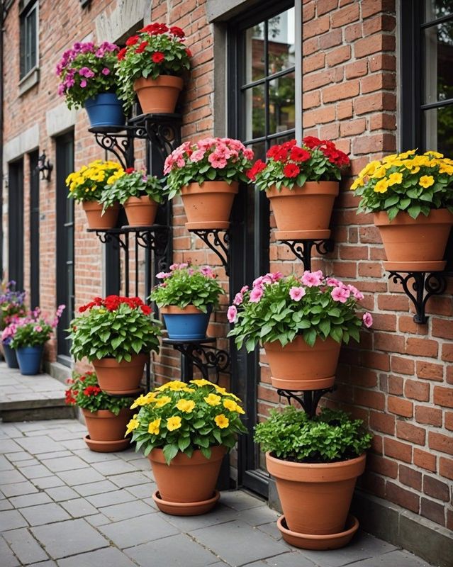 Flower Pots Displayed on a Patio