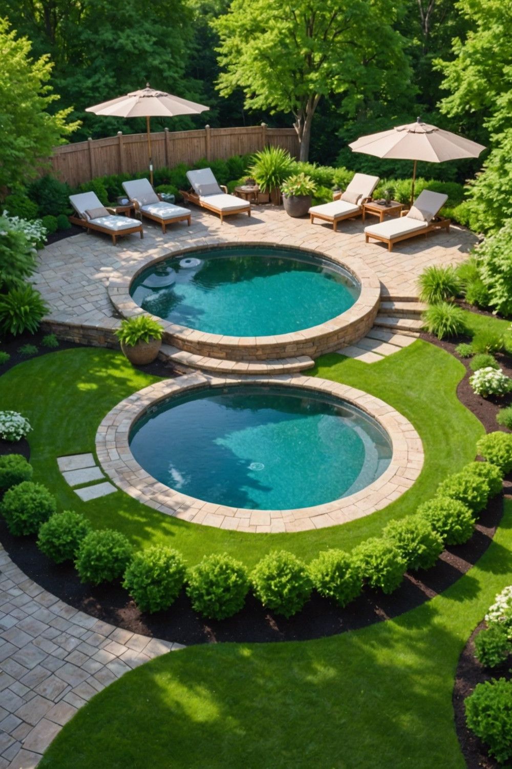 Round Pool with Tanning Ledge