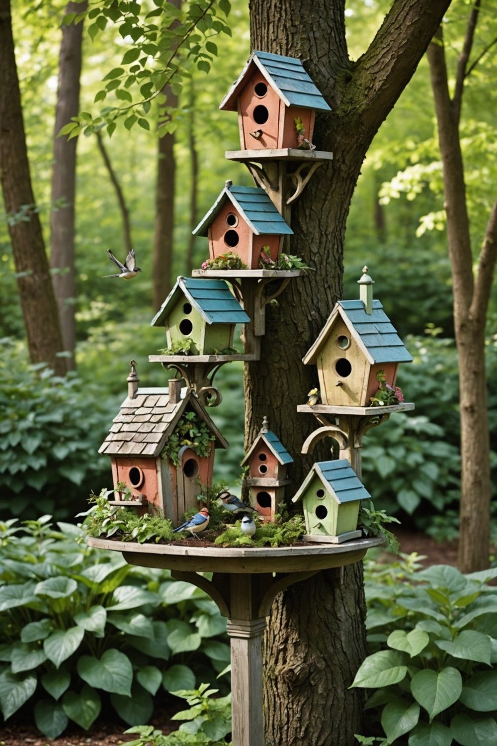 Use Vintage Birdhouses and Feeders