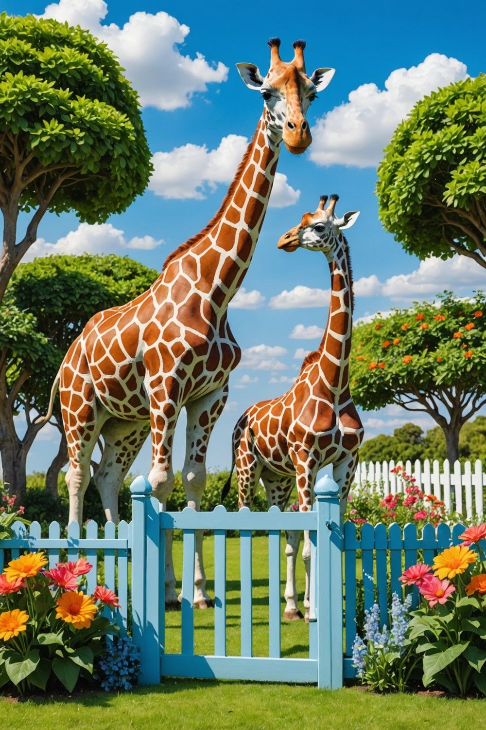 Giraffe and Elephant Garden Friends
