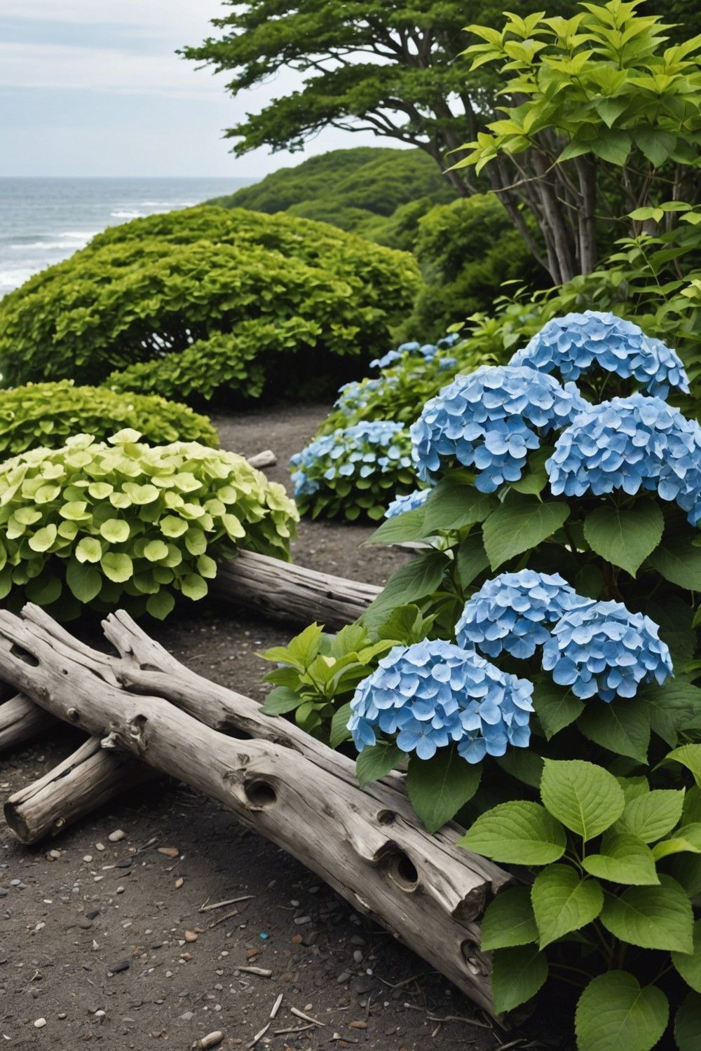 Delicate Driftwood and Hydrangea Combination