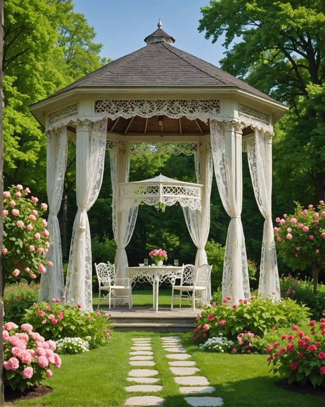 Gazebo with Sheer Curtains